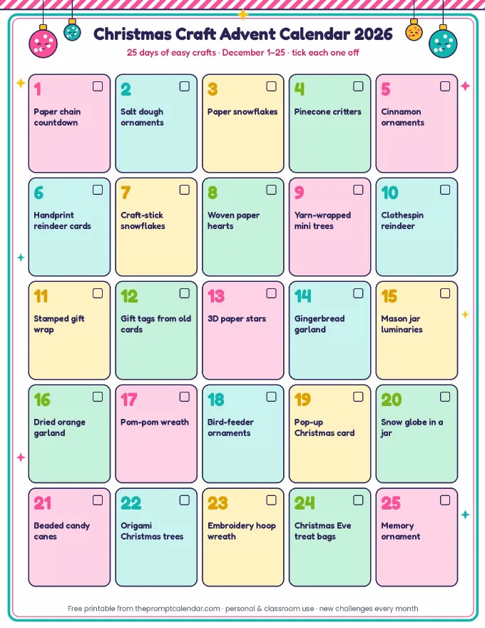 Print the advent calendar: page 1 preview