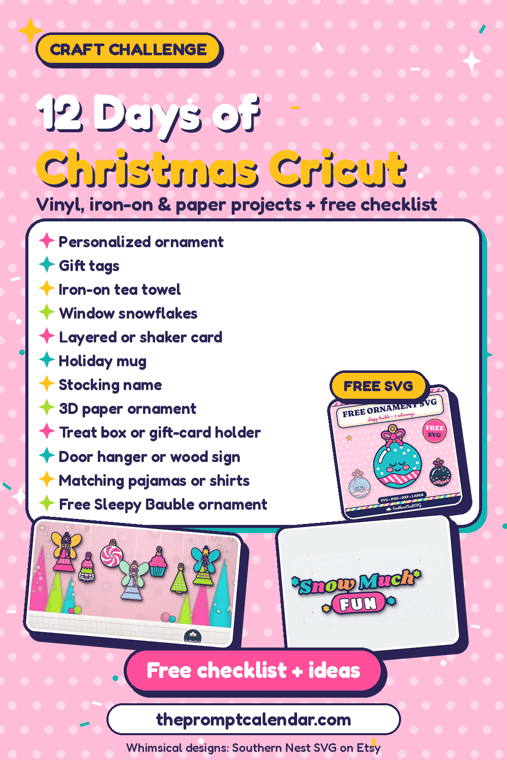 12 Days of Christmas Cricut challenge: free checklist and ornament SVG