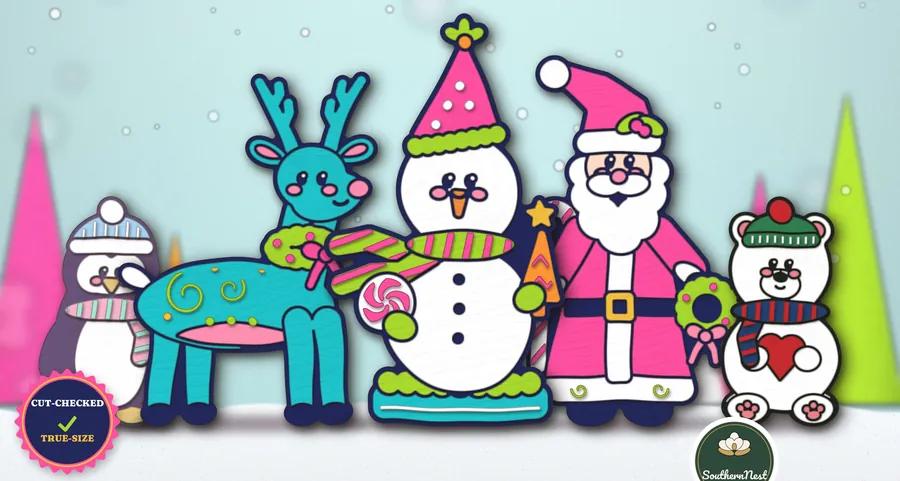 Cute open-eyed Christmas friends, SVG design from our Southern Nest Etsy shop