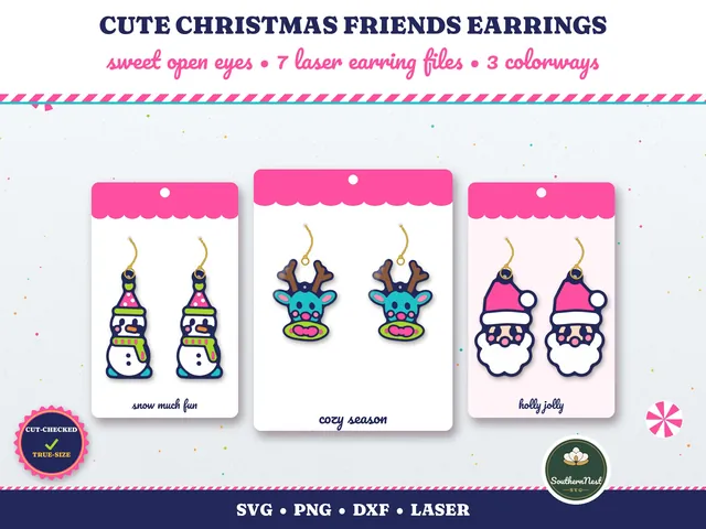 Cute Christmas Earring Files: Etsy listing photo