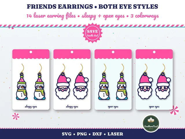 Christmas Earrings Bundle, 2 Eye Styles: Etsy listing photo